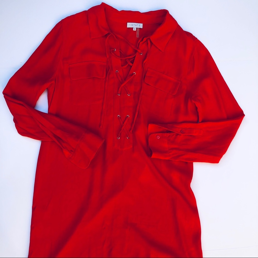1. State tie-front shirt dress